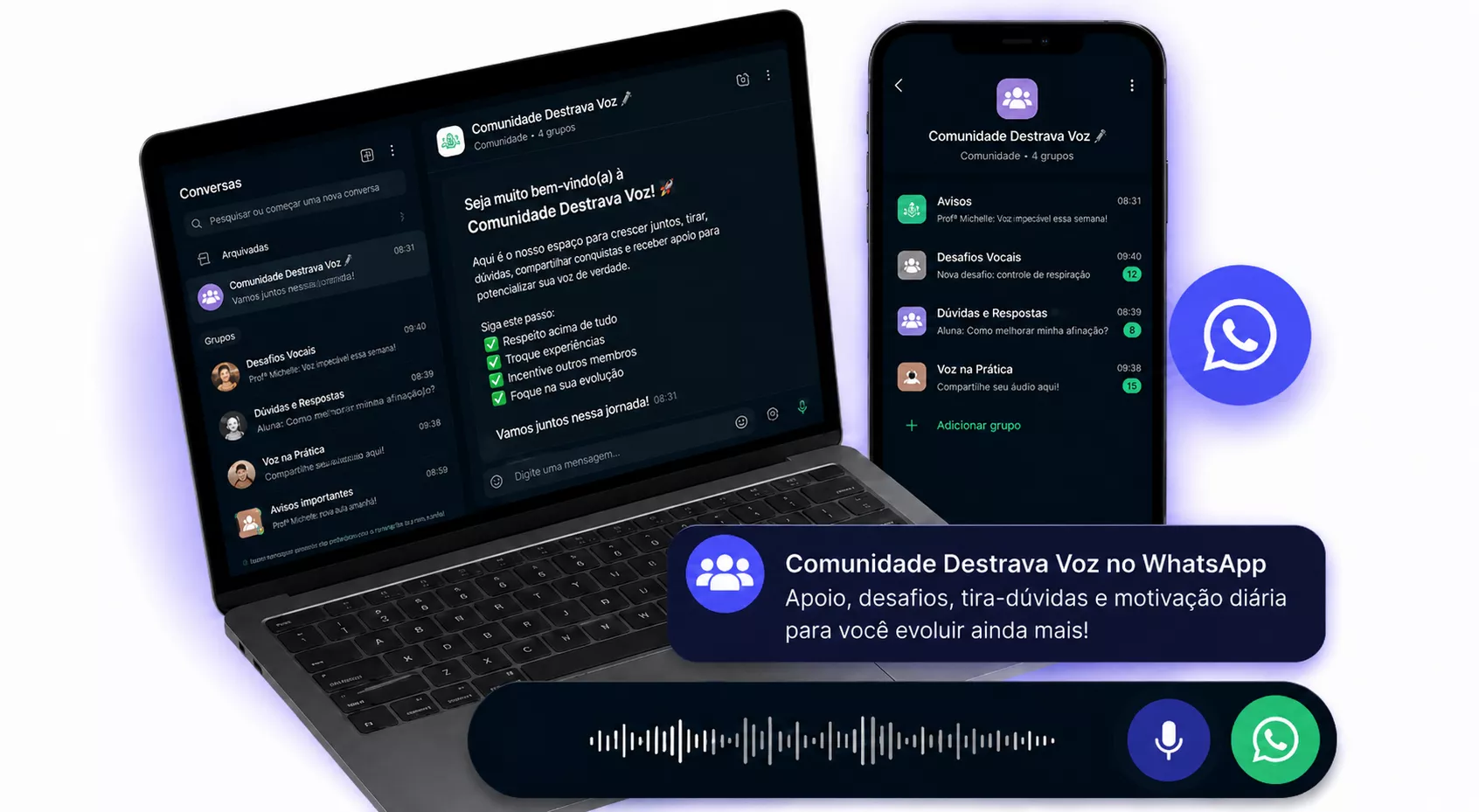 Comunidade Destrava Voz no WhatsApp
